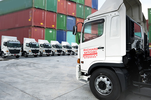 New truck fleet in container depot.